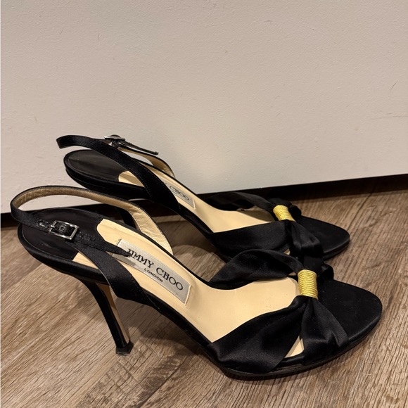 Jimmy Choo Black Heels with Gold Accent - Picture 3 of 5